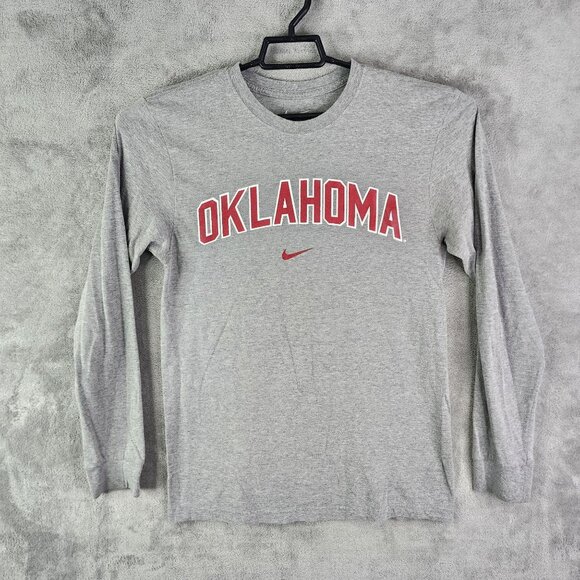 Men's Gray Nike Oklahoma University Shirt Long Sleeve Regular Fit Crew Neck S - Picture 2 of 10